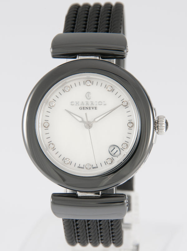 Charriol AEL Ladies Black Ceramic Diamond Ref: AE33CB.173.003