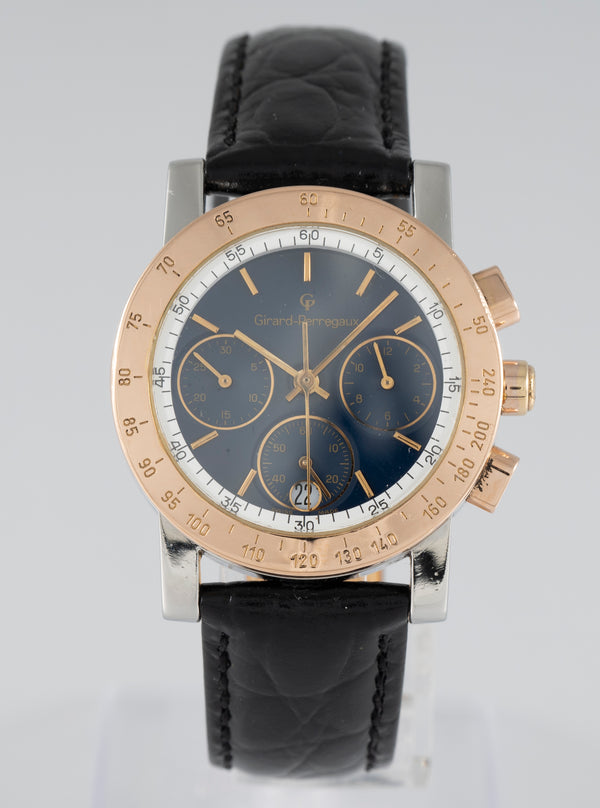 Girard Perregaux Quartz Chronograph Steel Blue Dial Ref: 7001 7700