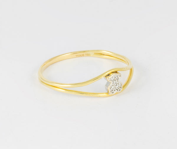 Anillo Tous oro amarillo 18k y diamantes