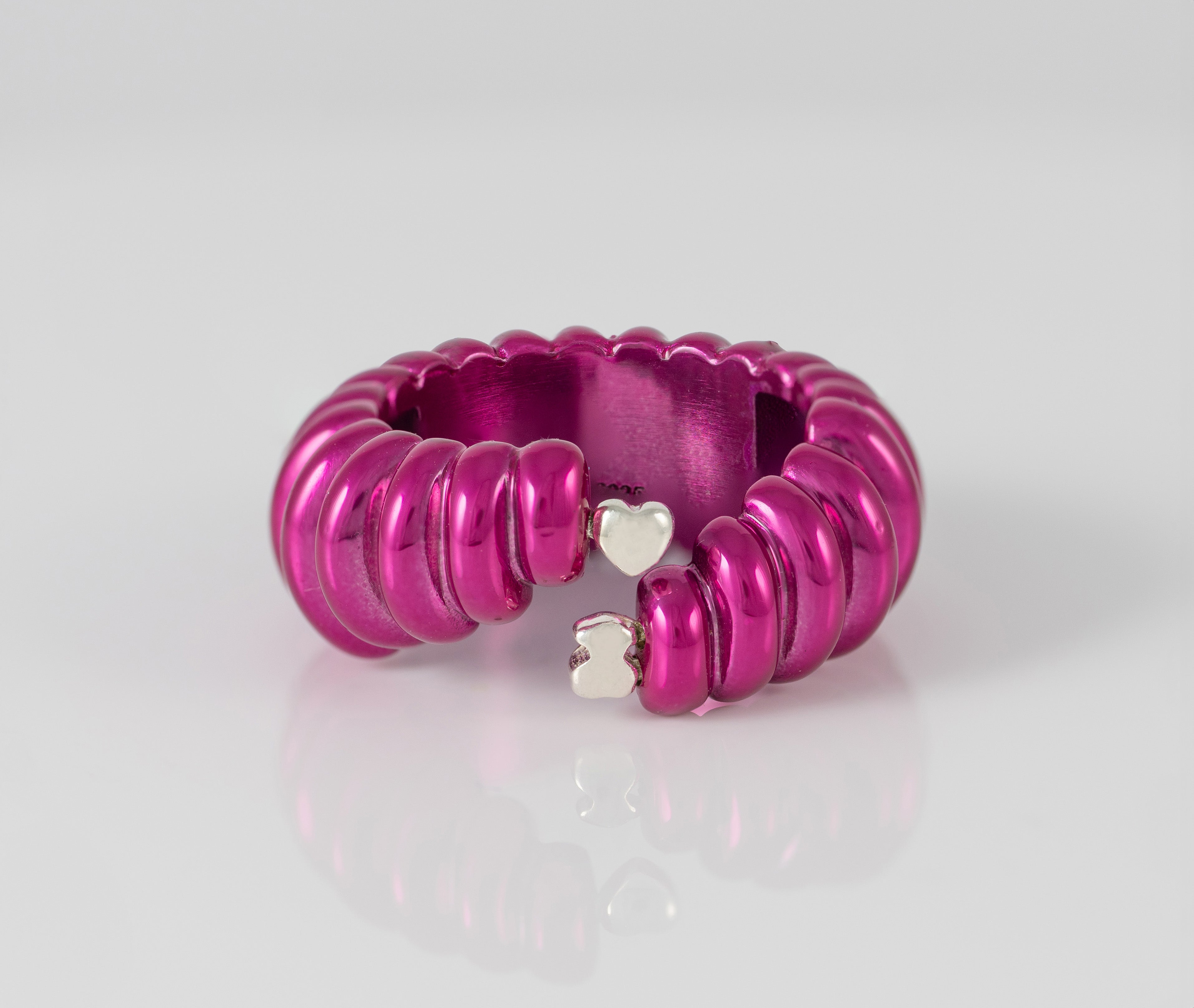 Anillo Tous abierto de plata 925 en color rosa con motivos Virtual Garden