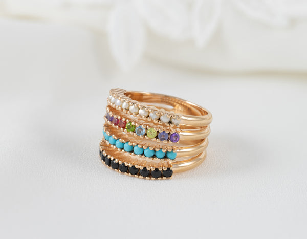 Anillo Tous Plata Vermeil y gemas multicolor Straight