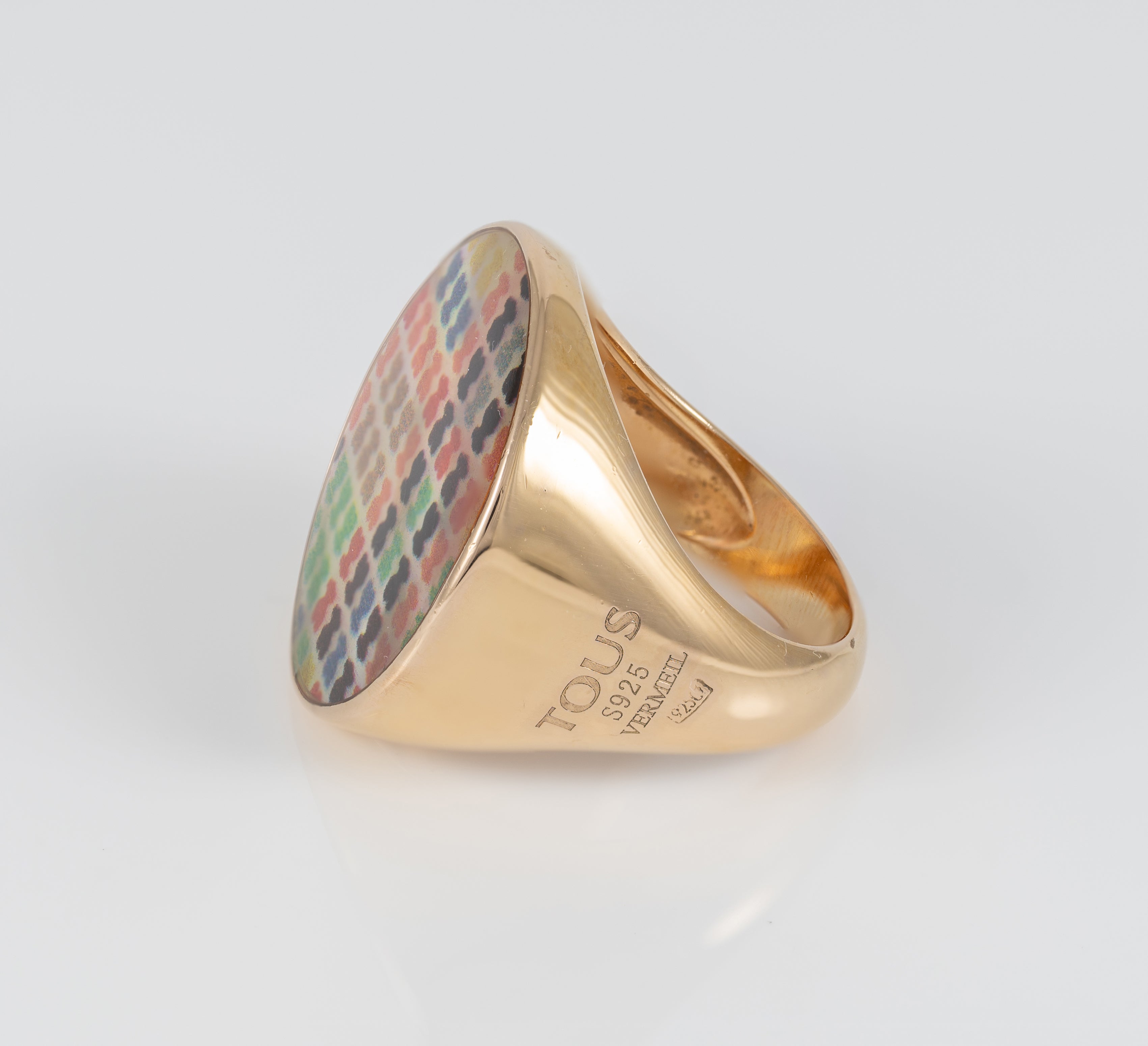 Anillo Tous Tartan Plata Vermeil con nácar