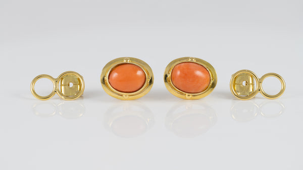 Pendientes en oro amarillo 18k con coral rojo