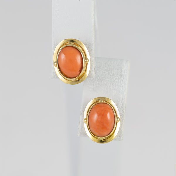 Pendientes en oro amarillo 18k con coral rojo