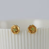 Pendientes Tous Flor oro amarillo 18k con piedras verdes