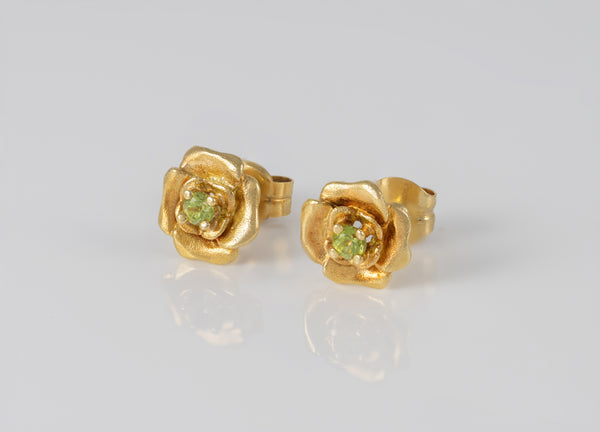 Pendientes Tous Flor oro amarillo 18k con piedras verdes