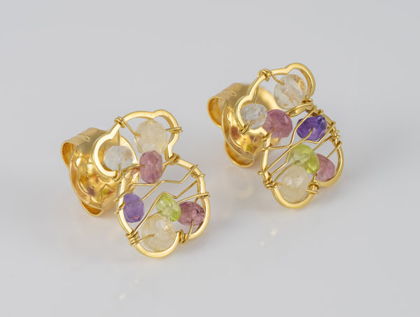 Pendientes Tous Garabato en oro amarillo de 18k y gemas