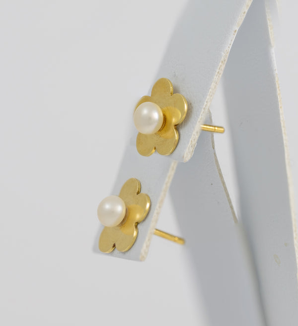 Pendientes Tous Flor oro amarillo 18k con perlas