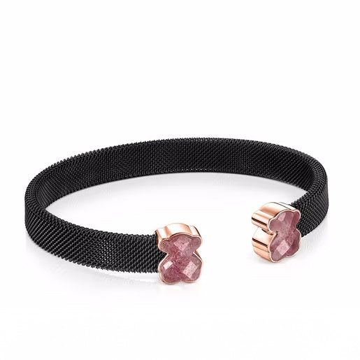 Pulsera Tous de Acero IP negro y rodonita Mesh Color