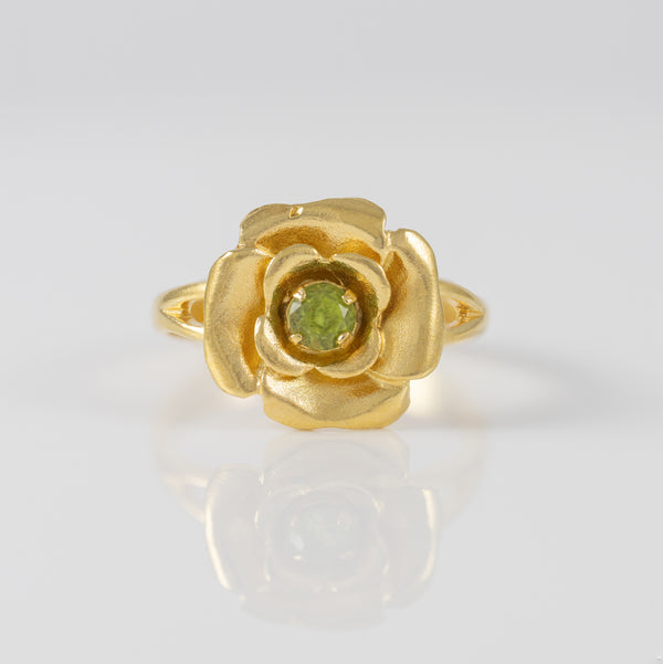 Anillo Tous Flor oro amarillo 18k con piedra verde