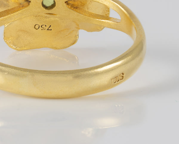 Anillo Tous Flor oro amarillo 18k con piedra verde