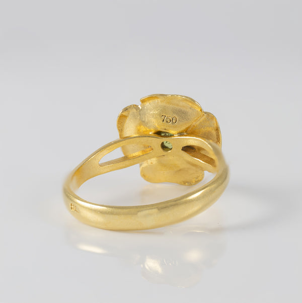 Anillo Tous Flor oro amarillo 18k con piedra verde