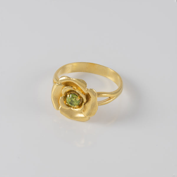 Anillo Tous Flor oro amarillo 18k con piedra verde