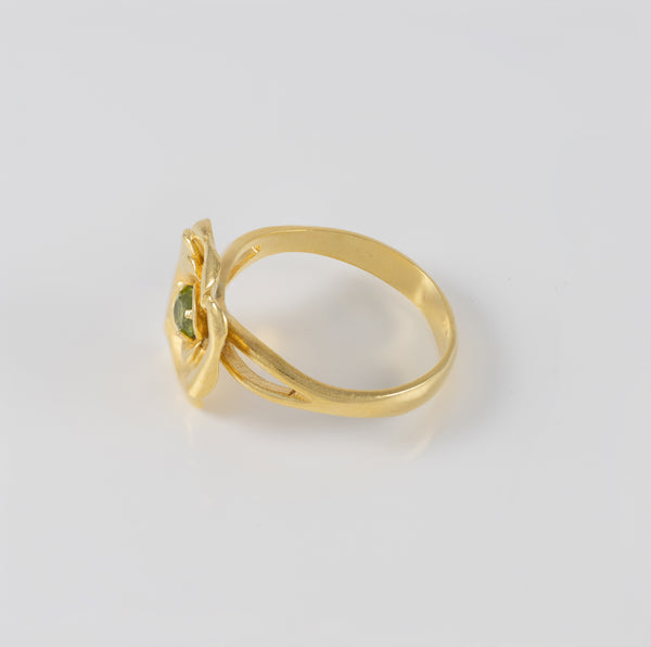 Anillo Tous Flor oro amarillo 18k con piedra verde