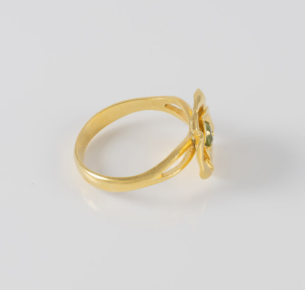 Anillo Tous Flor oro amarillo 18k con piedra verde