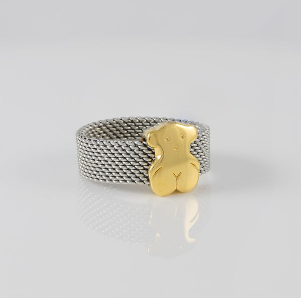 Anillo Tous Mesh en oro amarillo 18k y acero