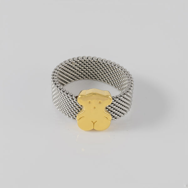 Anillo Tous Mesh en oro amarillo 18k y acero