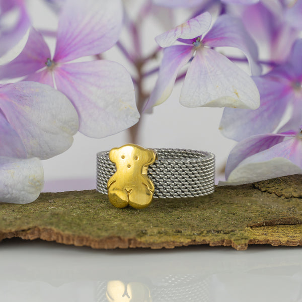 Anillo Tous Mesh en oro amarillo 18k y acero